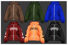 four different colored hoodies with the word metal on them