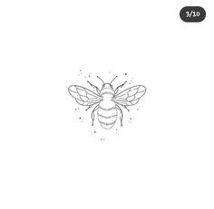 a black and white drawing of a bee