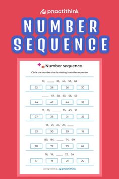 the number sequence worksheet is shown in blue and pink with numbers on it