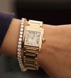 Gold Cartier Watch, Cartier Gold Watch, Cartier Watches Women, Tank Watch, Cartier Tank, Cartier Watch, Jewelry Inspo