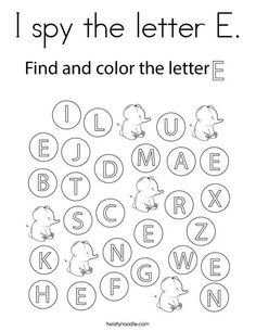 i spy the letter e find and color the letter e worksheet for kids