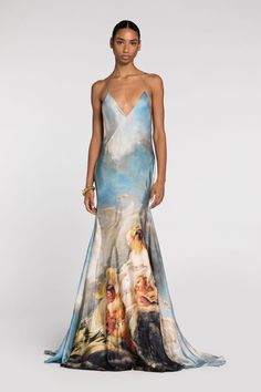 Discover our Painting-Print Silk Maxi Dress for Women at the Roberto Cavalli official online store. Shop with international shipping. Robert Cavalli, Roberto Cavalli Dress, Cavalli Dress, Bridal Women, Slip Dresses, Silk Maxi, Printed Long Dresses, Silk Print Dress, Silk Slip Dress