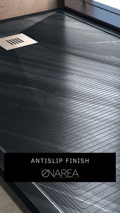 an image of a black floor with the words antislip finish on it's side