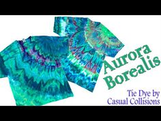 the blue and green tie dye t - shirt has an image of aurora borells on it