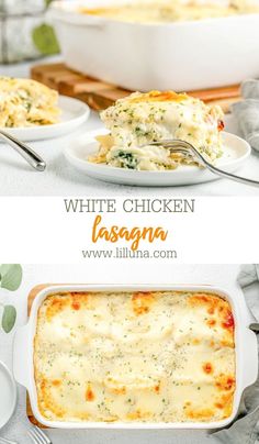 white chicken lasagna in a casserole dish