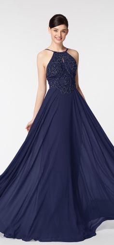 Prom Halter Neck Embellished Gown, Embellished Halter Neck Prom Gown, Halter Neck Embellished Prom Gown, Embellished Halter Neck Maxi Dress For Prom, Blue Backless Halter Dress For Prom, Prom Halter Neck Maxi Dress With Sweep Train, Prom Halter Dress With Fitted Bodice In Maxi Length, Halter Neck Evening Dress With Sweep Train For Prom, Floor-length Halter Dress For Prom Season Gala