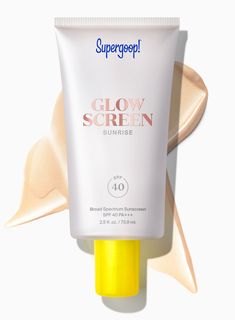 A glowy tinted sunscreen that hydrates skin & primes for makeup with a radiant finish in four flexible shades. Glowscreen SPF 40 Sunrise / .68 fl. oz. Sunscreen Primer, Supergoop Glowscreen, Tinted Sunscreen, Tinted Spf, Skin Tint, Chemical Sunscreen, Top Skin Care Products, Skin Prep, Oil Shop