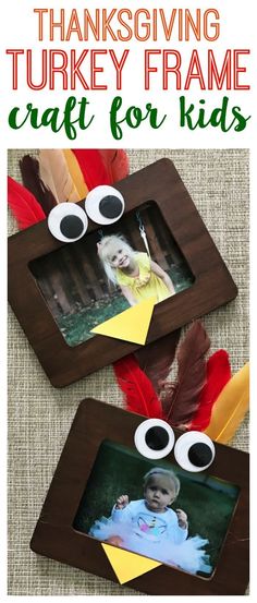 thanksgiving turkey frame craft for kids with the words, thanksgiving turkey frame craft for kids