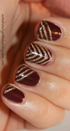 Gold Nail, Her Nails, New Nails, Burgundy Nails, Best Nail Polish, Super Nails, Nails Fall, New Year's Nails, Nail Polish Designs