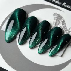 Emerald Green Nails, Green Cat Eye, Alcohol Pads, Country Nails, Green Cat, Nails Done, Cat Eye Nails, Cuticle Pusher, One Set