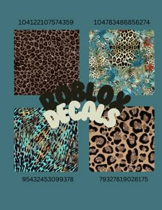 four different animal print patterns with the words leopard decals on them