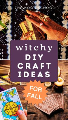 Autumn witchy crafts ideas for fall Diy Wiccan Crafts Homemade, Witchy Wall Art Diy, Witchy Halloween Crafts, Witchy November, Samhain Crafts For Kids, Autumn Equinox Crafts, Gremlincore Crafts, Witchy Party Ideas, Diy Witchy Gifts