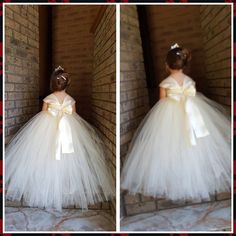 Ivory flower girl dress with Chiffon Rhinestone Flower and Long cap sleeves straps, full length wedding Dress 1950 Wedding Dress, Bling Wedding Dress, Halter Wedding Dress, Wedding Dress Flowy, Ivory Flower Girl Dresses, Trendy Wedding Dresses, Rustic Wedding Dresses