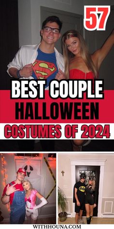 the best couple halloween costumes of 2014 are featured in this collage with text that reads, best couple halloween costumes of 2014