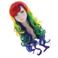 Curly Rainbow Wig Synthetic Wigs Women Human Hair Women&apos;s Wave Black Wig Curls, Curly Black Wig, Wig Curls, Short Curly Afro, Curly Afro Wig, Black Curly Wig, Rainbow Wig, S Wave, U Part Wig