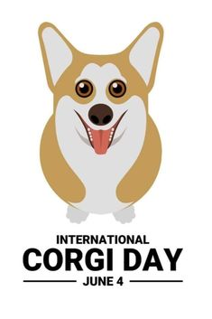 the international corgi day logo with a dog's mouth open and tongue out