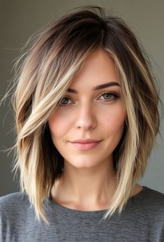 A layered lob trendy hairstyle combines the elegance of a long bob with the dynamic texture of layers, creating a look that's both chic and easy to maintain. #haircuts Lob With Layers Textured Bob, Lob With Side Part, Choppy Lob Haircut, Hair Long Bob, Lob Haircut Layered, Layered Lob, Lob Haircuts, Long Layered Bob, Blonde Hair Transformations