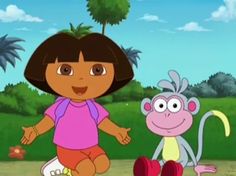 dora the monkey and her friend are playing together