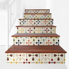 Kate McEnroe New York Retro Floral Mid Century Modern Peel and Stick 6Pcs Stair Riser Decals Painted Stair Risers, Stairs Decoration, Fixer Upper House, Stair Riser Decals, Stair Stickers, Stair Riser, Scandinavian Designs, Painted Stairs, Stair Decor