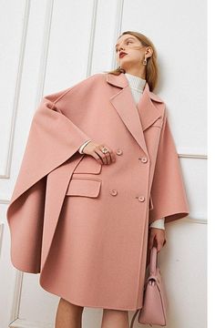 Female Suits, Style Theory, Ladies Coats, Pink Cape, Cape Fashion, Fall Style Guide, Valentino Red, Sleek Chic, Modest Style