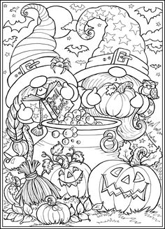 October Coloring Pages For Adults, Decorative Doodles, Spooky Coloring Pages, Dover Coloring Pages, Gnomes Halloween, Halloween Coloring Pages Printable, Creative Haven Coloring Books, Halloween Coloring Sheets