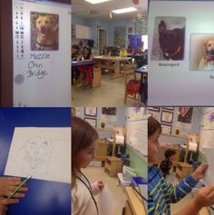 a collage of pictures with children and dogs