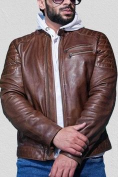 -Handmade men's leather jacket -Brown Biker Leather Jacket -Lambskin leather -Soft Polyester Lining -High quality Stitching -Brand New with Tags -Light weight ideal for all seasons. -All studs are absolutely rust free. -Attractive styling with exterior pockets. -Manufactured with great consideration to produce an excellent product. -All necessary parts of the leather are fully fused -All materials are tested according to European standard -YKK zipper in the front. -Please select your jacket according to the sizing charts attached in gallery -If you confuse the size, just send us a message with your chest size, we will suggest the best size for you to select. You can also find the size chart with the product images. -Return Policy 1.If you are not completely satisfied with your purchase, si Rugged Brown Leather Jacket For Winter, Vintage Brown Leather Biker Outerwear, Vintage Brown Biker Jacket For Fall Events, Distressed Brown Leather Outerwear For Biker Events, Distressed Brown Leather Outerwear For Bikers, Distressed Brown Winter Outerwear For Biker Events, Vintage Brown Leather Biker Jacket With Long Sleeves, Vintage Brown Biker Jacket For Winter, Vintage Brown Long Sleeve Biker Jacket For Winter