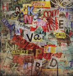 a painting with many different types of letters on it