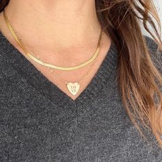 Custom Heart Necklace Gold LOVE Necklace Personalized by LEILA Jewelry Date Necklace, Heart Necklace Gold, Initials Necklace, Anniversary Dates, Gold Heart Necklace, Personalized Valentines, Bespoke Jewellery, Layered Jewelry, Necklace Personalized