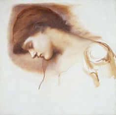 a drawing of a woman's head with her eyes closed and hair blowing in the wind