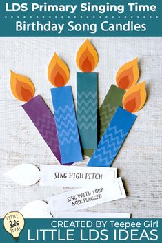 the birthday song candles are made out of construction paper and cut into small pieces to make them