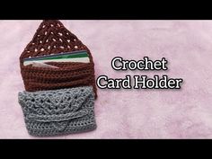 the crochet card holder is made with two different colors