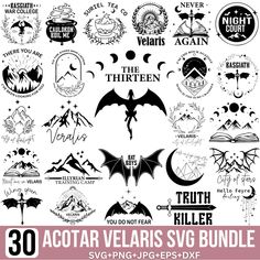 the 30 acotar svg bundle includes logos, emblems and other items