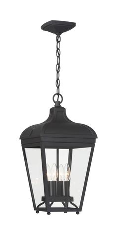 an outdoor hanging light fixture with four lights