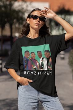 Boyz II Men Tee 90s R&B Summer Tshirt Oversized Unisex Graphic Shirt 90's RnB Summer Festival Tee Boyz II Men Gift For Music Lover Boyz II Men, also known as B2M, is an American vocal harmony group from Philadelphia, Pennsylvania, best known for emotional ballads and a cappella harmonies. Great gift idea for Boyz II Men fan! Unisex long-body urban tee made with 100% Airlume pre-shrunk combed and ring-spun cotton. These tees come with a long-body design that has a rounded bottom hem and a drop tail.  NB! Heather colors are 52% Airlume combed & ring-spun cotton and 48% polyester .: 100% Airlume combed and ring-spun cotton (fiber content may vary for different colors) .: Light fabric (4.2 oz/yd² (142 g/m .: Retail fit .: Tear-away label Affordable Women's Hip Hop T-shirt, Cheap Oversized Hip Hop T-shirt, Affordable Oversized Hip Hop T-shirt, Rnb Music, Rapper Shirts, Boyz Ii Men, Urban Tees, Hip Hop Tee, Tshirt Oversized