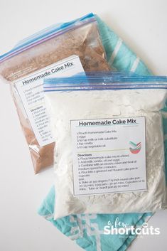 the ingredients for homemade cake mix are shown here