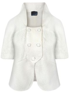 Women's milk wool bolero with fabric buttons. Fabric Buttons