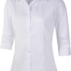 65% Polyester, 35% Cotton Made In The Usa Or Imported Button Closure Machine Wash, Hand Wash Women 3/4 Sleeves Casual Button Down Shirt Blouses. Almost Everyone Has A White Shirt. Yes, White Shirt Is The Synonym Of Popular, Ordinary And Leisure. Formal Work Wear, Eyelet Shirt, Blue Floral Blouse, Uniform Shirts, Balloon Sleeve Blouse, Sheer Shorts, Grey Blouse, White Button Down Shirt, Chambray Top