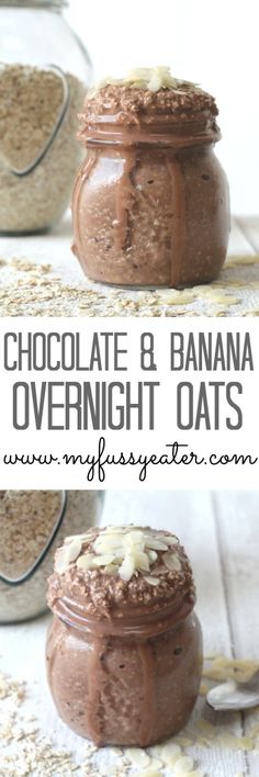 chocolate and banana overnight oats in a jar