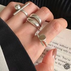 New Sterling Silver Punk Ring Nice Packaging Fast Shipping Edgy Rings Grunge Silver, Silverchunky Rings, Silver Ring Set Chunky, Nail Rings Silver, Chunky Silver Rings Stacked, Grunge Rings Silver, Ring Party Jewelry, Index Finger Rings, Geometric Nail