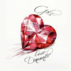 a drawing of two hearts with the words love and diamonds written on it