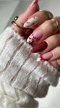 #valentines #nails #burgundy Nails Burgundy, San Valentine, Valentines Nails, Valentines, Nails, Valentine's Day