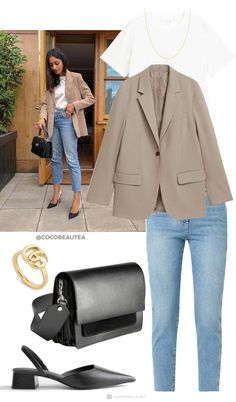 Jeans Blazer Outfit, Look Office, Jeans Outfit Women