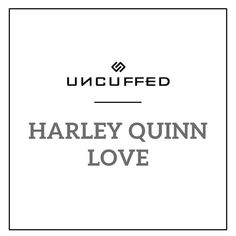 the logo for harleyquinn love is shown in black and white, with an image of