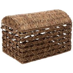 a large wicker basket with handles on the bottom is shown in front of a white background