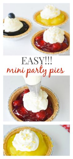 mini party pies with whipped cream on top