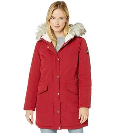 NEW  WITH  TAGS, 100%  AUTHENTIC MICHAEL KORS Women's Polyfill Anorak Red Crimson Parka Jacket Coat with Hood Size : M Gold  Tone MK Logo Gold Tone Hardware  Hood with Faux Fur Lining & Removable Faux Fur Trim Closure : Zipper & Snaps  2 Flap Pockets Color:  Red  Crimson / Gold Material:  Shell: 100% Polyester                 Lining: 100% Polyester                 Fill:  100% Polyester  Practical and stylish, the Michael Kors Snap Front Polyfill Anorak is ticking all the boxes this season. The l Red Parka, Arctic Parka, Coat Classic, Woman Within, Parka Coat, Fleece Coat, Parka Jacket, Sherpa Lined, Women's Coat