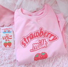 Harajuku Pink, Fairy Kei Fashion, Kawaii Strawberry, Kawaii Sweatshirt, Japan Fashion Street, Letter Hoodie, Kei Fashion, Sweatshirt Aesthetic, Style Kawaii