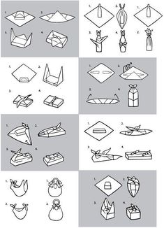 the instructions for how to make an origami bird and other paper crafting items