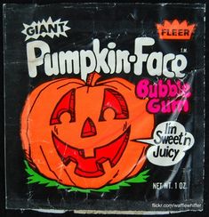 a bag of pumpkin face bubble gum